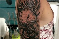 Grey Rose Flowers And Watch Tattoo On Right Half Sleeve Daniel Rozo inside proportions 960 X 960