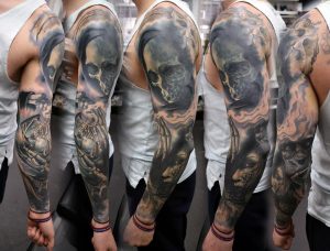 Grim Reaper Death Sleeve Tattoo Alan Aldred Tattoonow within dimensions 1051 X 800