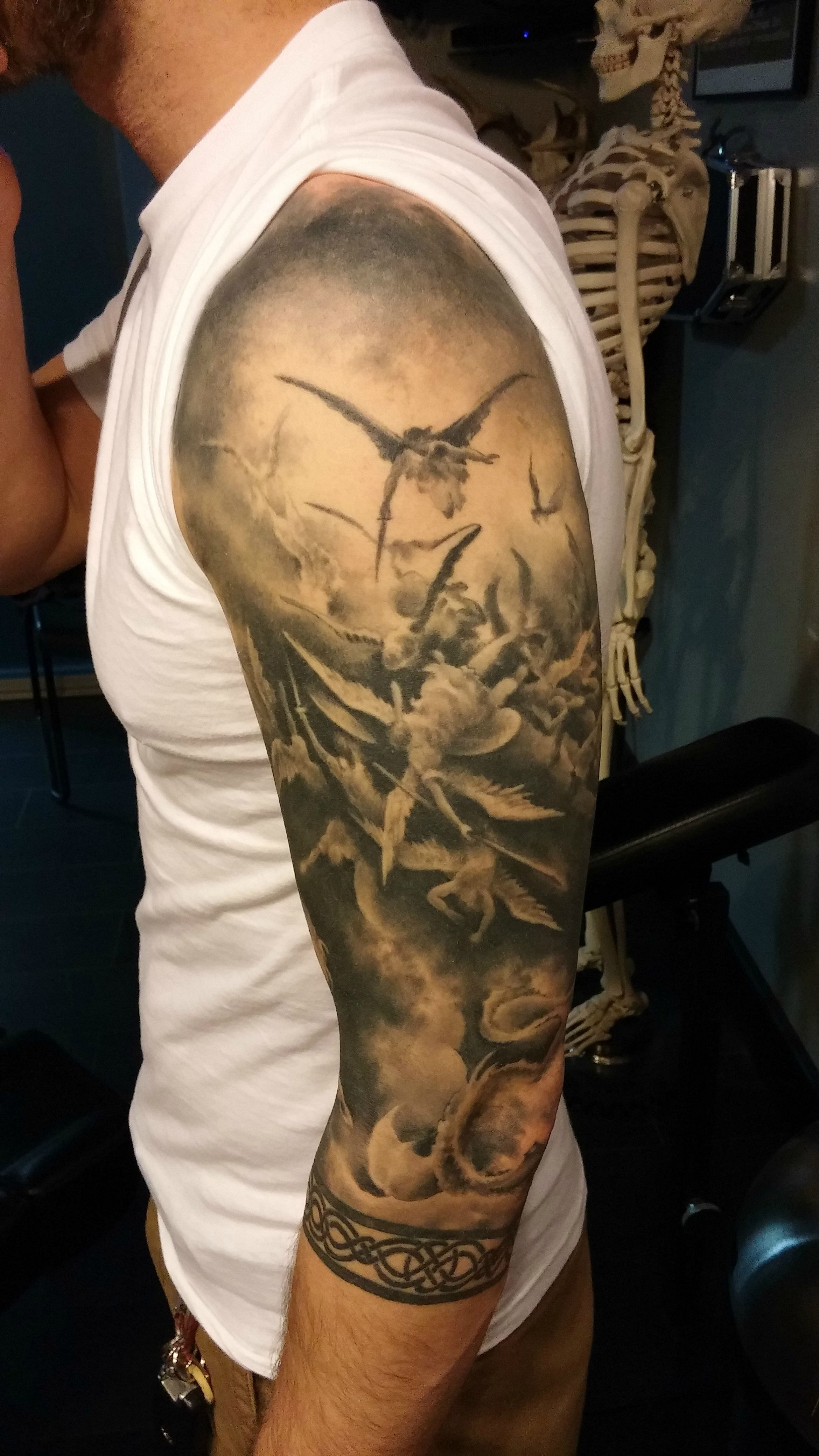 Gustave Dore Sleeve Tattoo And Archangel On Grey Ink Japanese regarding measurements 2340 X 4160