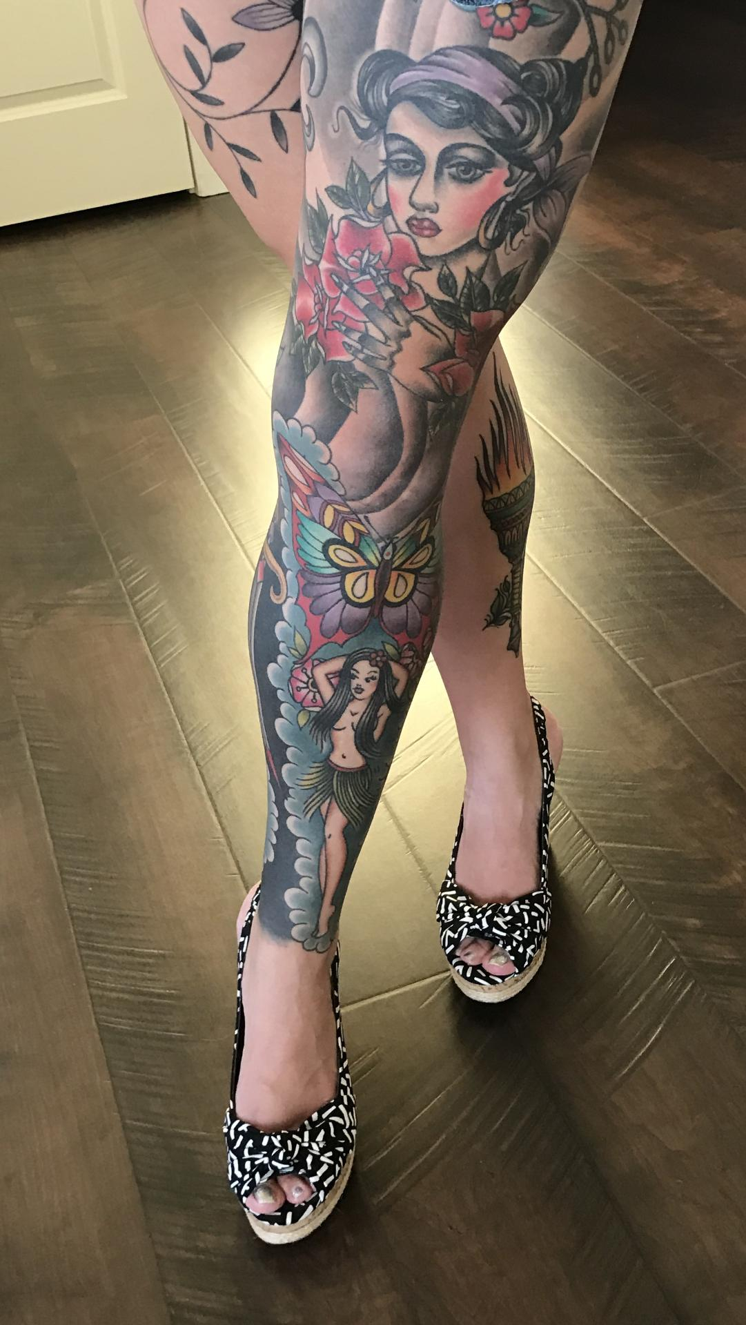 Gypsy Hula Girl Leg Sleeve Best Tattoo Design Ideas with regard to sizing 1081 X 1920