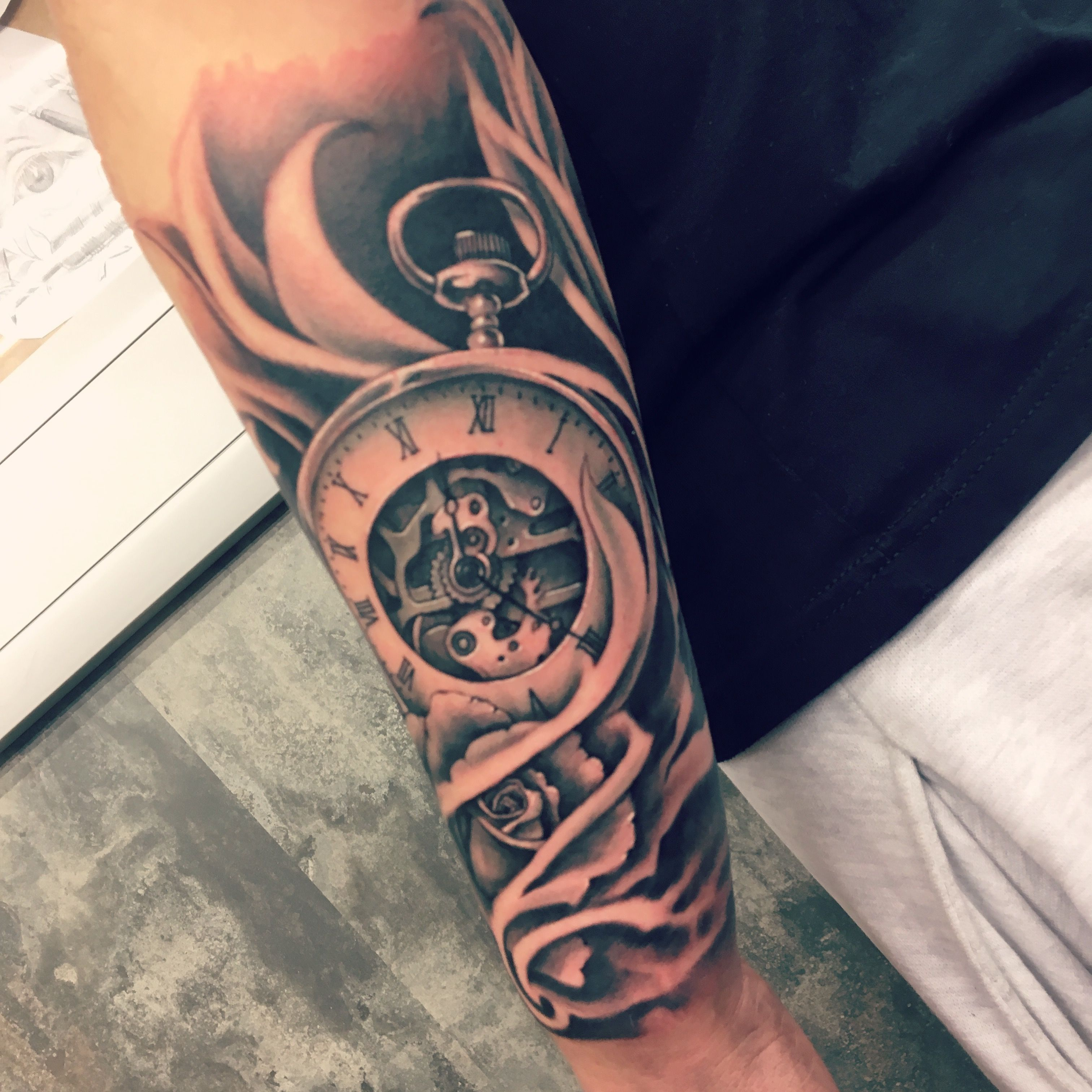 Half Sleeve Clock Clocktattoo Tattoo Sleeve Tattoos within proportions 3024 X 3024