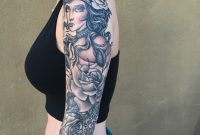 Half Sleeve Gypsy Tattoo With Roses And Mandala Done Craig Toth throughout size 1068 X 1334