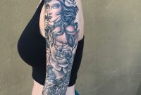 Half Sleeve Gypsy Tattoo With Roses And Mandala Done Craig Toth with regard to size 1068 X 1334