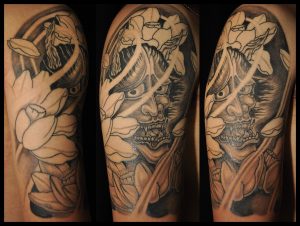 Half Sleeve Japanese Demon Tattoo Design Tattoo Ideas with dimensions 1028 X 774