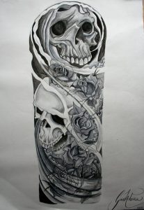 Half Sleeve Tattoo Drawings More Rose Sleeve Tattoos Skull Tattoo inside measurements 736 X 1069