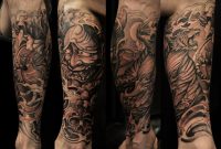 Half Sleeve Tiger And Hannya Mask Tattoo Chronic Ink Tattoo pertaining to proportions 5424 X 3900
