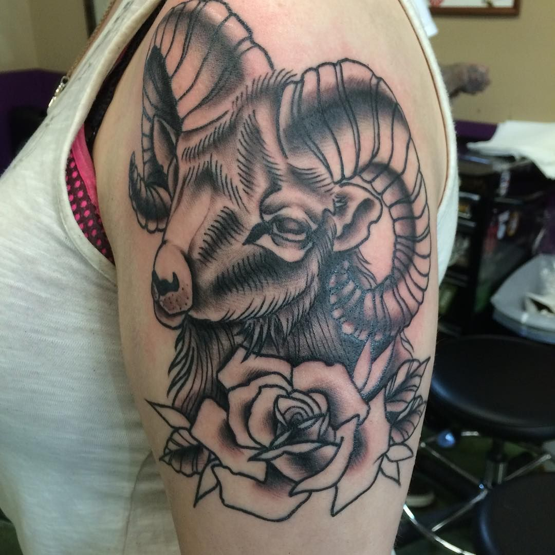 Head Of A Ram Which Is A Symbol Of Strength Half Sleeve Aries Tattoo regarding sizing 1080 X 1080