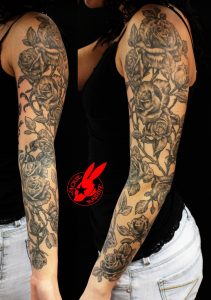 Healed Rose Vine Sleeve Tattoo Jackie Rabbi Jackierabbit12 On inside measurements 1024 X 1458