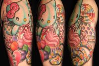 Hello Kitty Cupcake Tattoo On Arm Sleeve regarding sizing 1800 X 1391