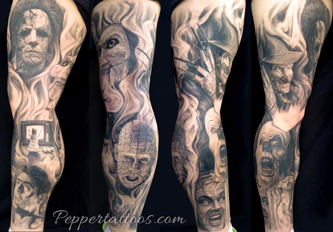 Horror Movie Leg Sleeve Pepper Tattoonow within proportions 1144 X 800
