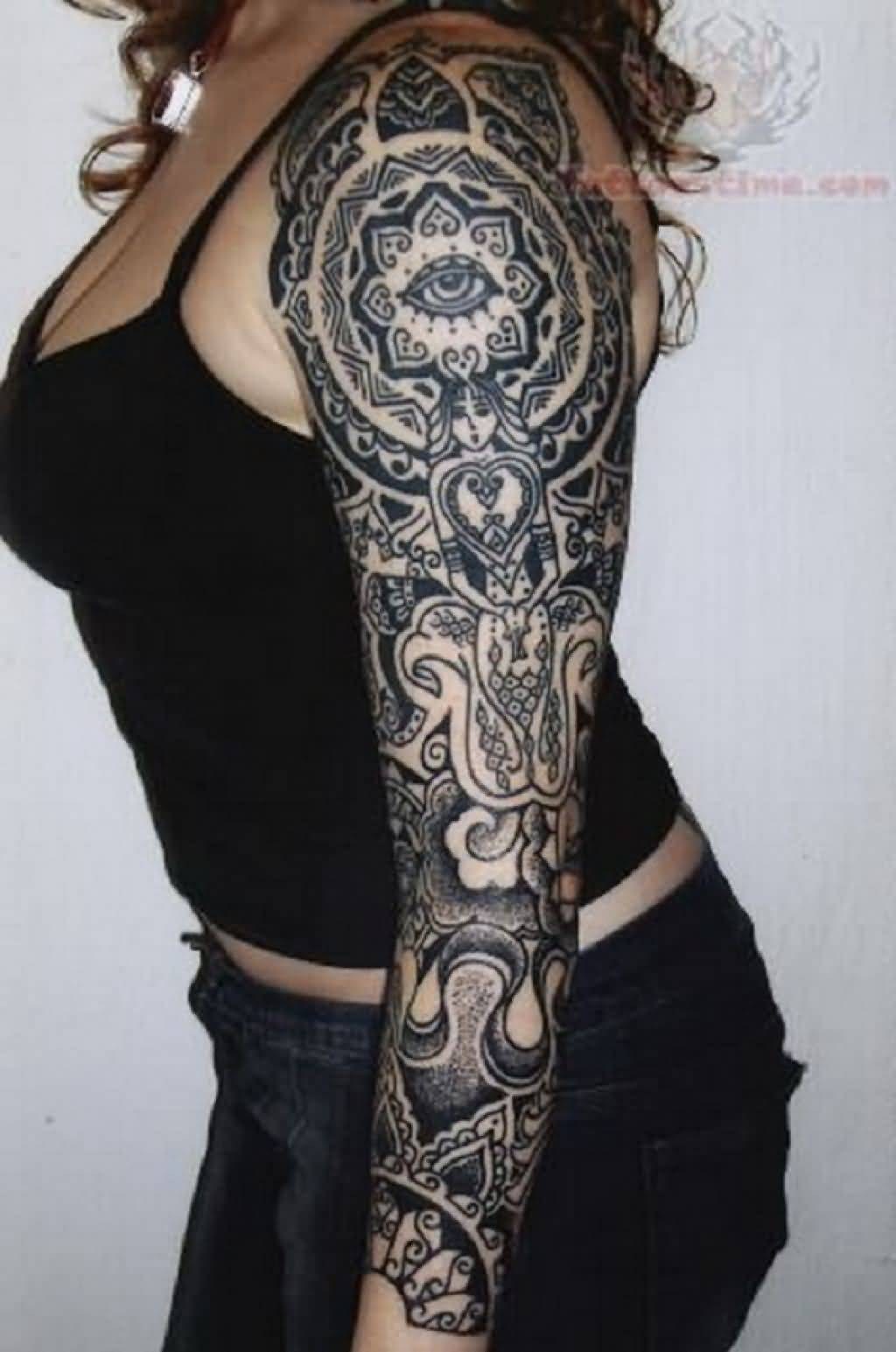 Hot Girl Show Nice Tibetan Full Sleeve Tattoo Golfian inside dimensions 1024 X 1545