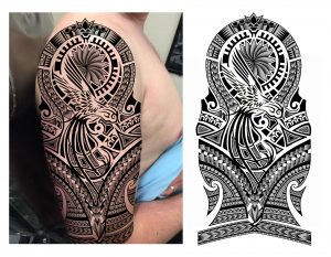Hummingbird Maori Polynesian Tribal Half Sleeve Tattoo Design in proportions 3810 X 2960