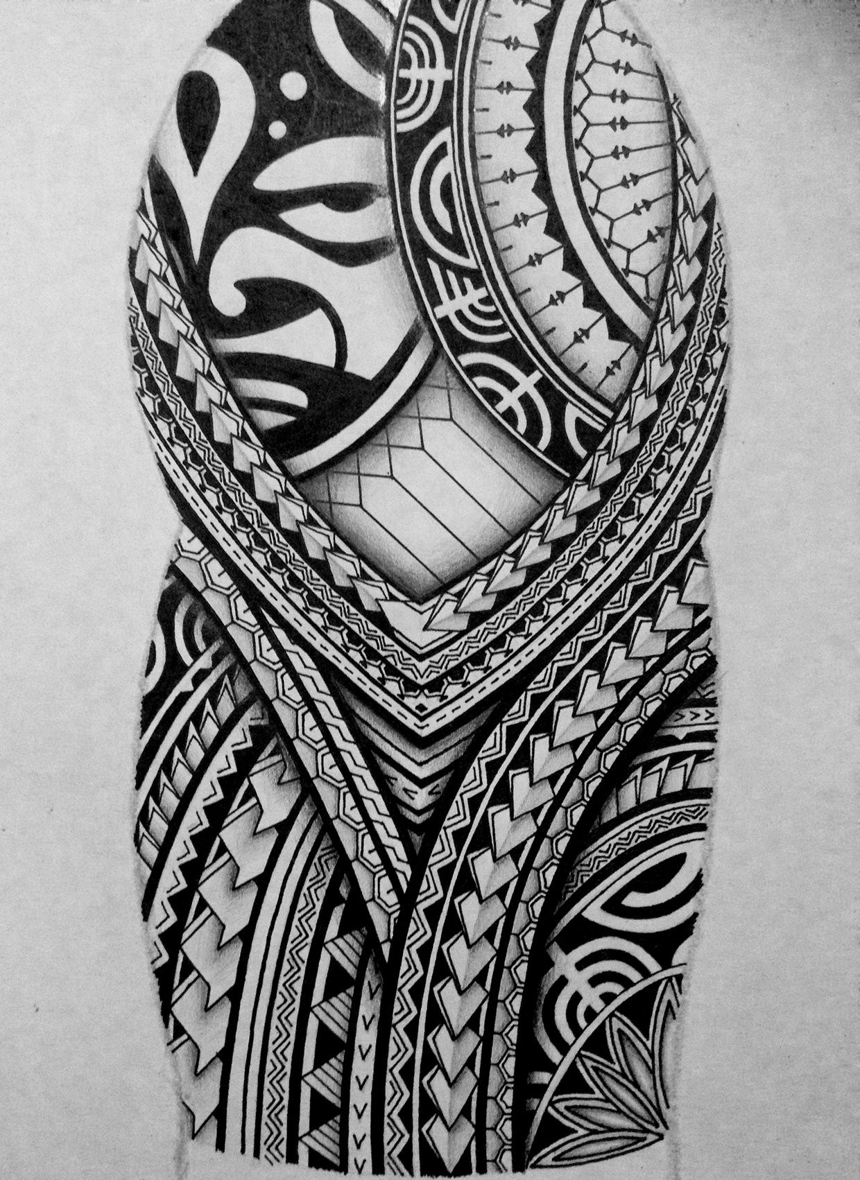 I Created A Polynesian Half Sleeve Tattoo Design For My Brother in size 1240 X 1702