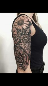 Image Result For Black And Grey Floral Half Sleeve Tattoos Tattoos with measurements 736 X 1309