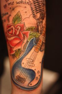 Ink Tattoo Old School Rose Guitar Rockabilly Punk Tattoo for measurements 1067 X 1600