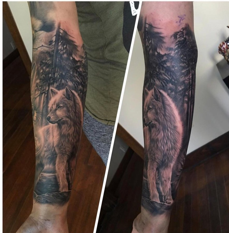 Inner Forearm Wolf Sleeve Tattoo Kuuwolf On Deviantart in dimensions 885 X 902