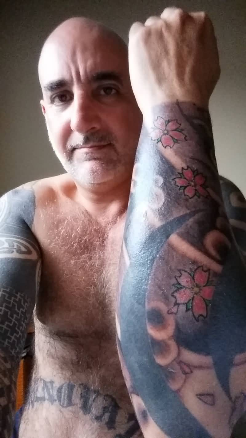 Innovative Asian Flowers Tattoo On Lower Sleeve Design For Old Men regarding sizing 800 X 1422