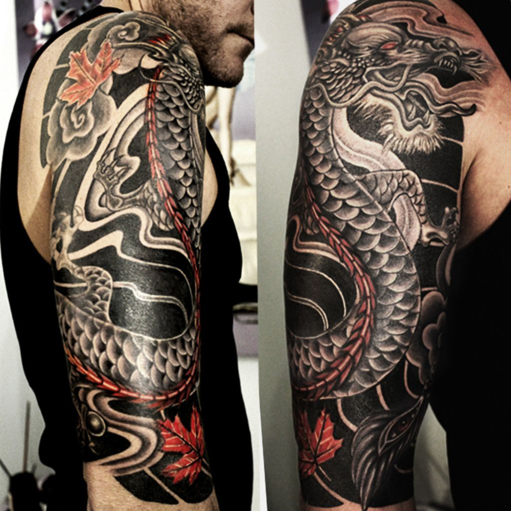 Japanese Dragon Half Sleeve Cover Up Tattoo Ass Novas Tatoo with regard to sizing 1024 X 1024