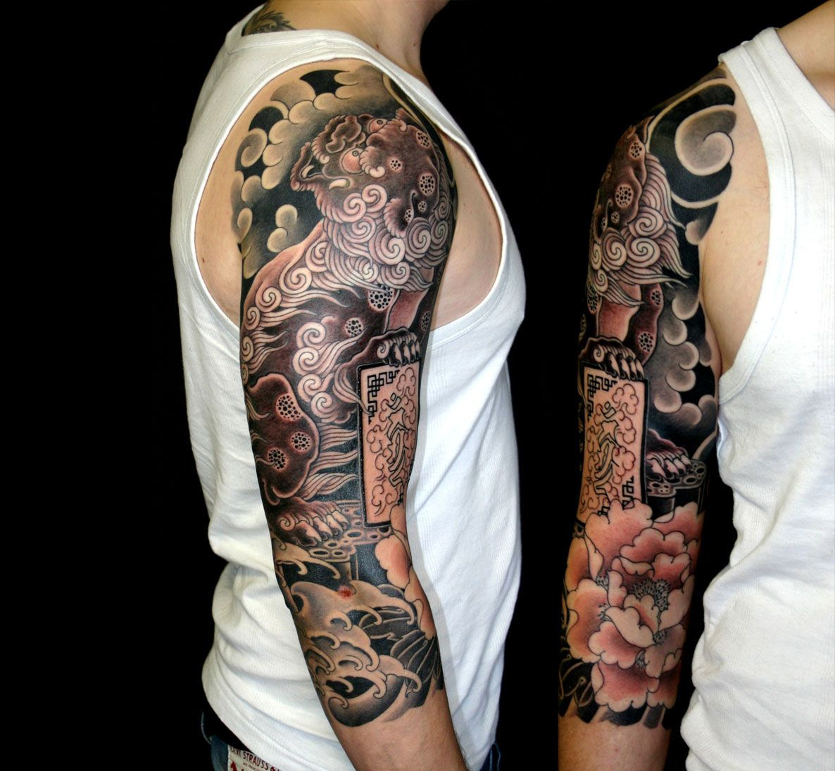 Japanese Lion Shisa 34 Tattoo Sleeve Artist Unknown Re Pinner for measurements 1186 X 1096