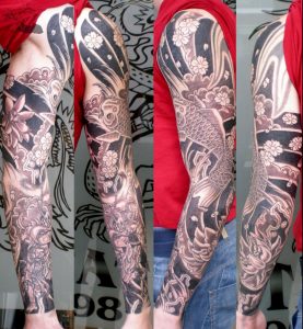 Japanese Sleeve Tattoos Black Grey Japanese Sleeve Tattoo for proportions 1720 X 1860