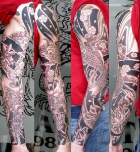 Japanese Sleeve Tattoos Black Grey Japanese Sleeve Tattoo regarding measurements 1720 X 1860