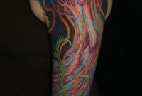 Jellyfish Tattoo Sleeve With Seaweed Black Background Tattoos in sizing 1656 X 3072