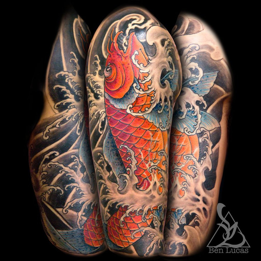 Jumping Koi Fish Half Sleeve Tattoo Ben Lucas On Deviantart throughout measurements 894 X 894