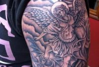 Left Half Sleeve Angel And Demon Tattoo inside size 1193 X 1600