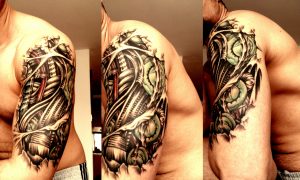 Left Half Sleeve Biomechanical Tattoo within measurements 3469 X 2085