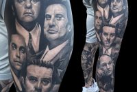 Leg Sleeve Tattoo Sopranos Gangster Theme Skin Design Tattoo in sizing 1189 X 1150