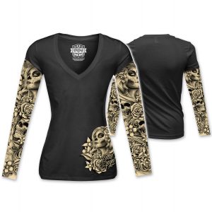 Lethal Angel Womens Dod Tattoo Sleeve Black Long Sleeve Tee inside proportions 1201 X 1200