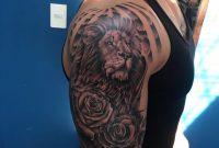Lion Roses And Lighting Half Sleeve Tattoo Half Sleeves regarding size 960 X 1280