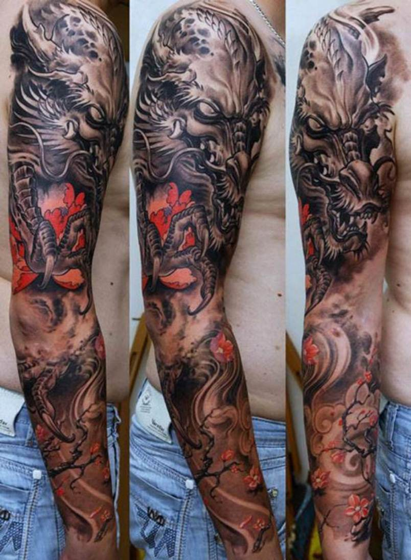 Male Tattoo Ideas Barbed Wire Weapons Skulls And The Devil inside size 804 X 1096