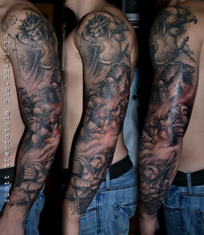 Man Full Sleeve Demon Tattoo with regard to size 833 X 960