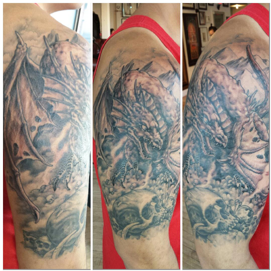 Medieval Dragon Half Sleeve Done Justin Weatherholtz Kings with sizing 1080 X 1080