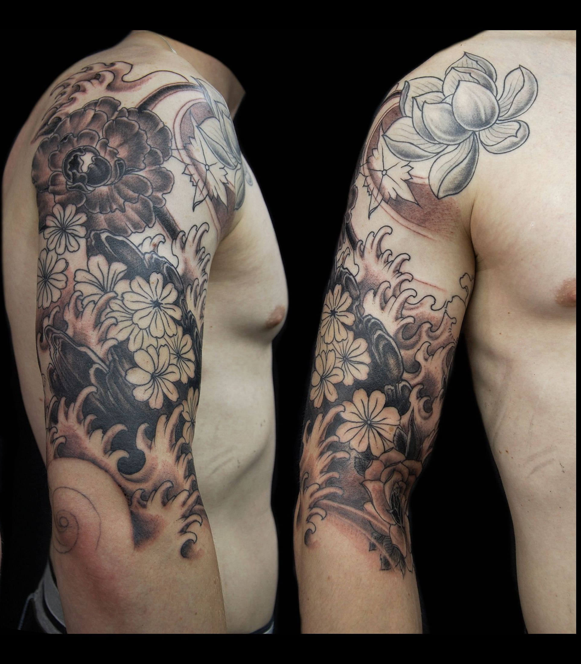 Mens Flower Sleeve Tattoos Sleeve Tattoos For Men Tattoos For Men throughout dimensions 1925 X 2200