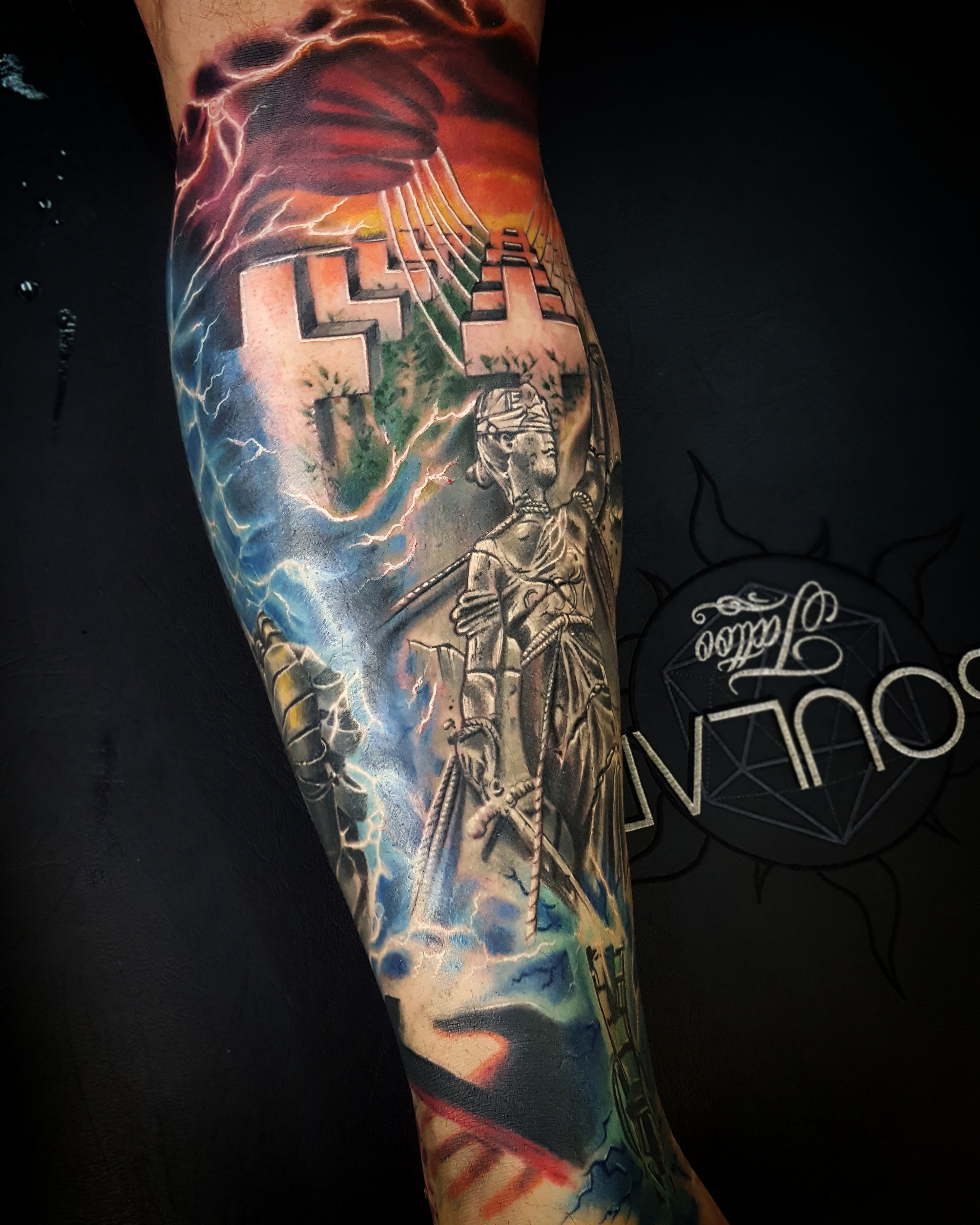 Metallica Album Cover Leg Tattoo Matt Parkin Soular Tattoo inside measurements 2988 X 3735