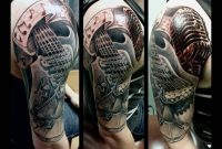 Mic With Awesome Piano Keys And Guitar Tattoo On Half Sleeve for dimensions 960 X 844