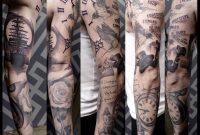 Mix Sleeve Tattoo Clock Bird Roses Ship Lucky Charm Tattoo Designs within size 3400 X 3400