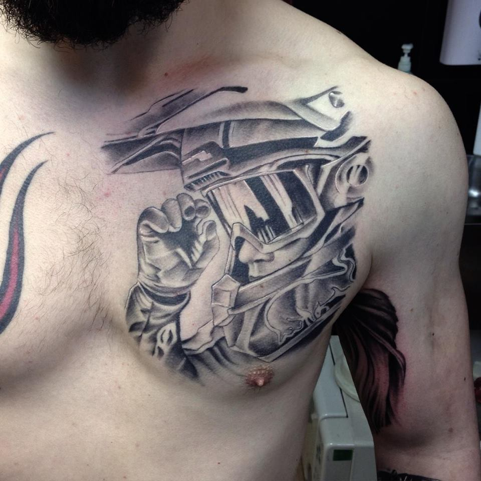 Motocross Tattoo On Chest Paul Priestley in dimensions 960 X 960
