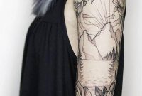 Mountain And Floral Black White Sleeve Tattoo intended for proportions 780 X 1080