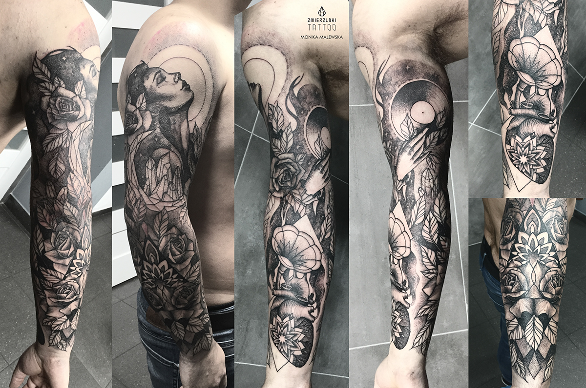 Music Themed Full Sleeve Tattoo On Behance regarding sizing 1200 X 796