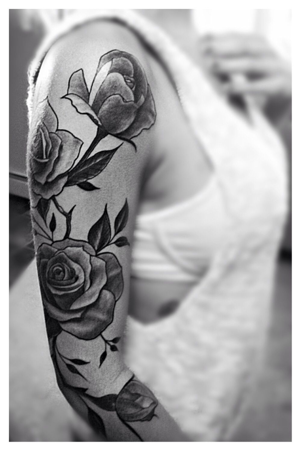 My 34 Sleeve 3 So In Love Rose Vine Tattoo Sleeve Black And Grey with measurements 1000 X 1500