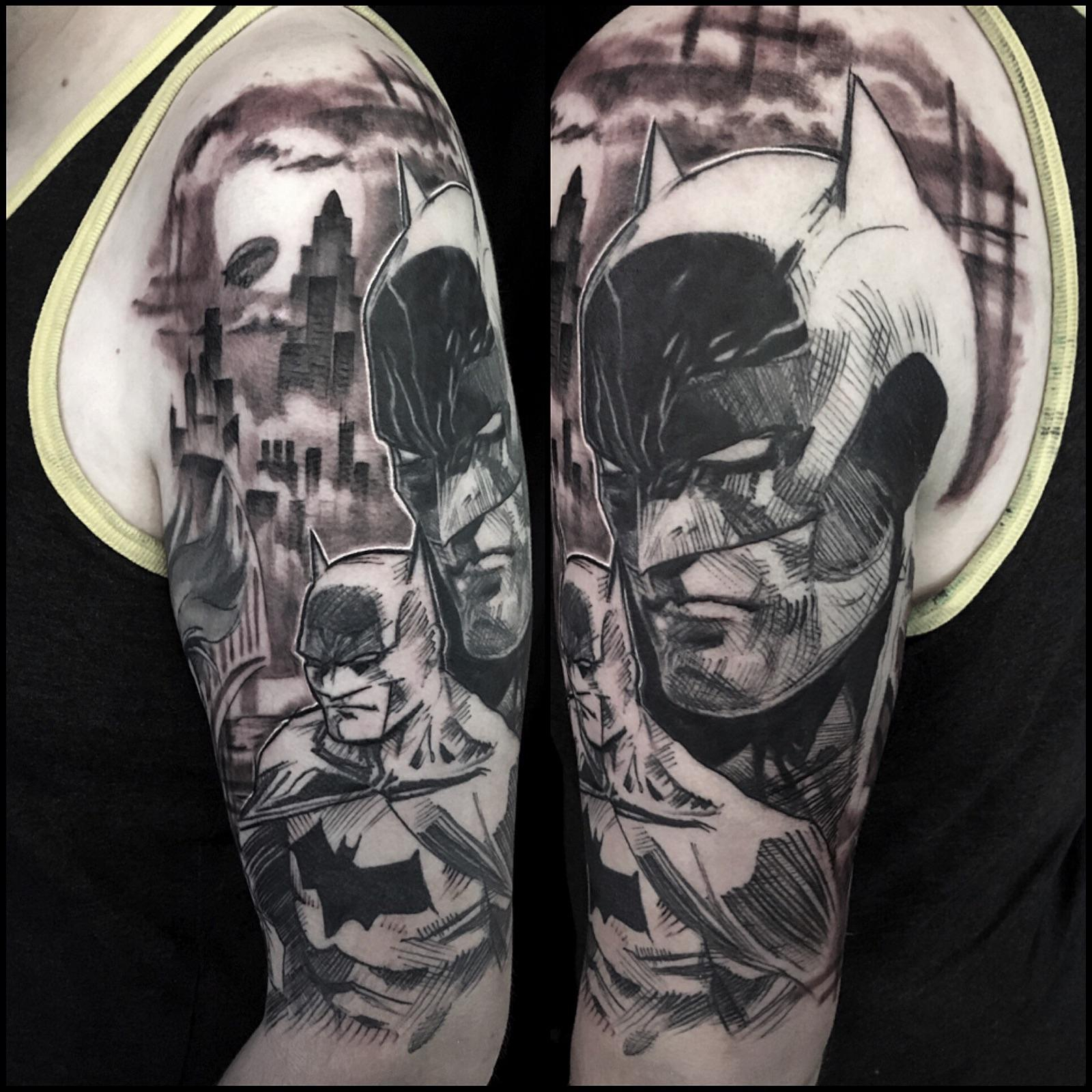 My Finished Batman Tattoo Halfsleeve Done Mike Riina At pertaining to size 1600 X 1600