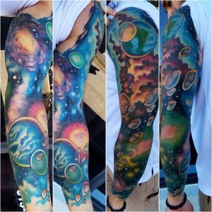 My First Tattoo Galaxy Sleeve Jared At Tempest Tattoo In Dickson regarding proportions 1920 X 1920
