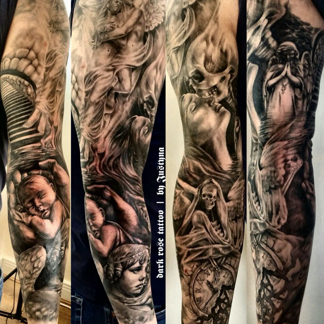 My Heaven And Hell Sleeve Done Justyna At Dark Rose Tattoo In throughout measurements 1136 X 1136