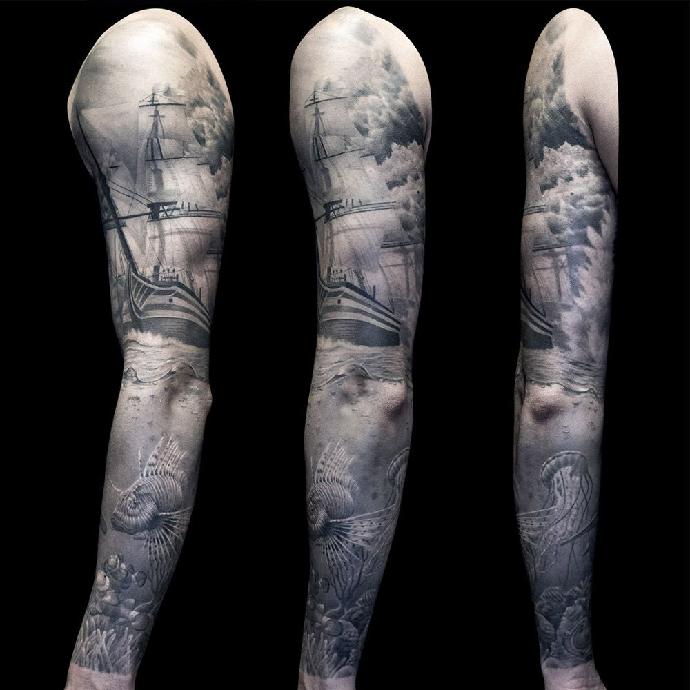Nautical Full Sleeve Tattoo For Men Part 2 Steve Toth Steve with regard to proportions 1000 X 1000