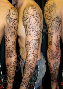 Nice Old School Tattoo On Left Full Sleeve For Men Tattoos in dimensions 1600 X 2263