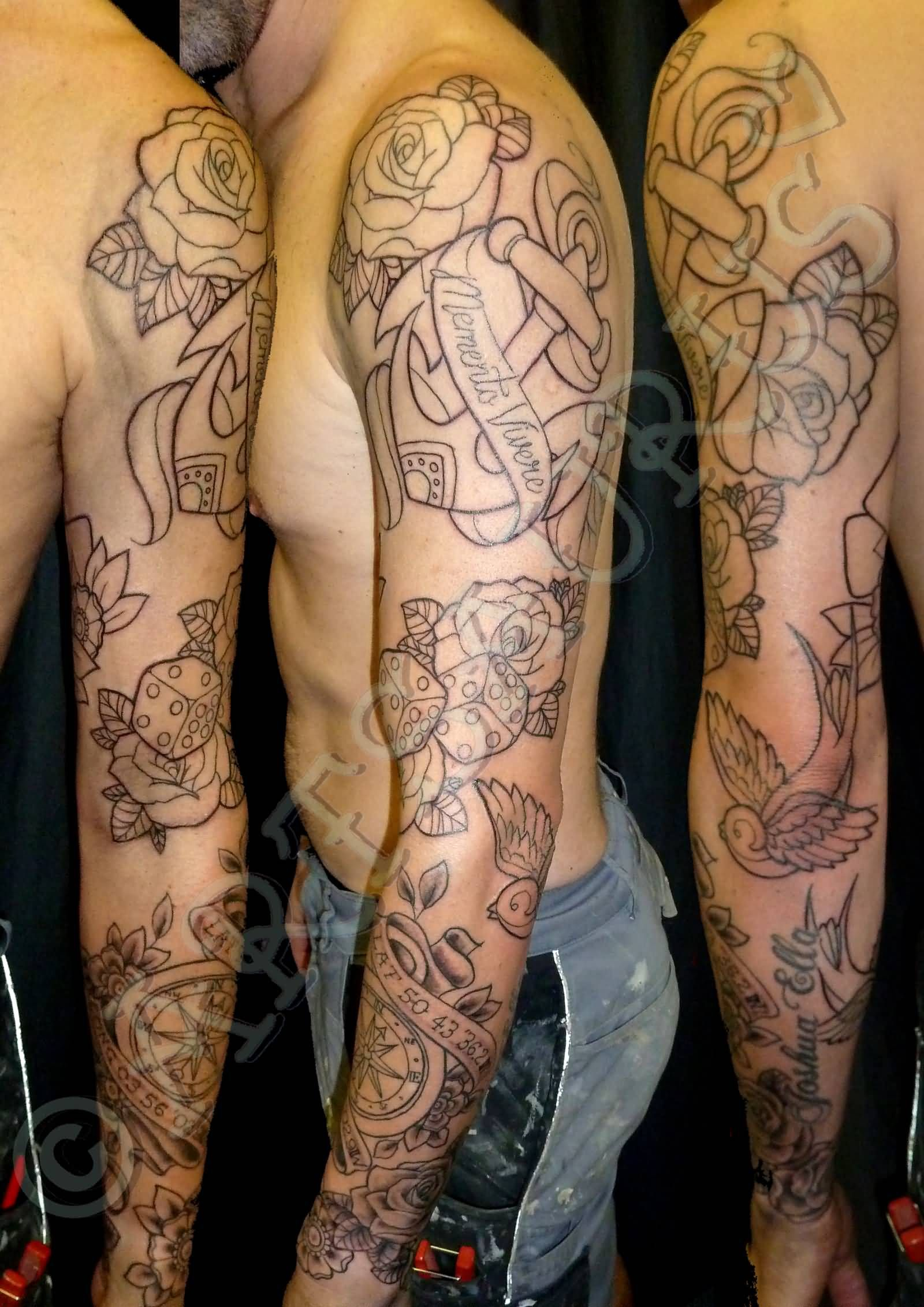 Nice Old School Tattoo On Left Full Sleeve For Men Tattoos in dimensions 1600 X 2263