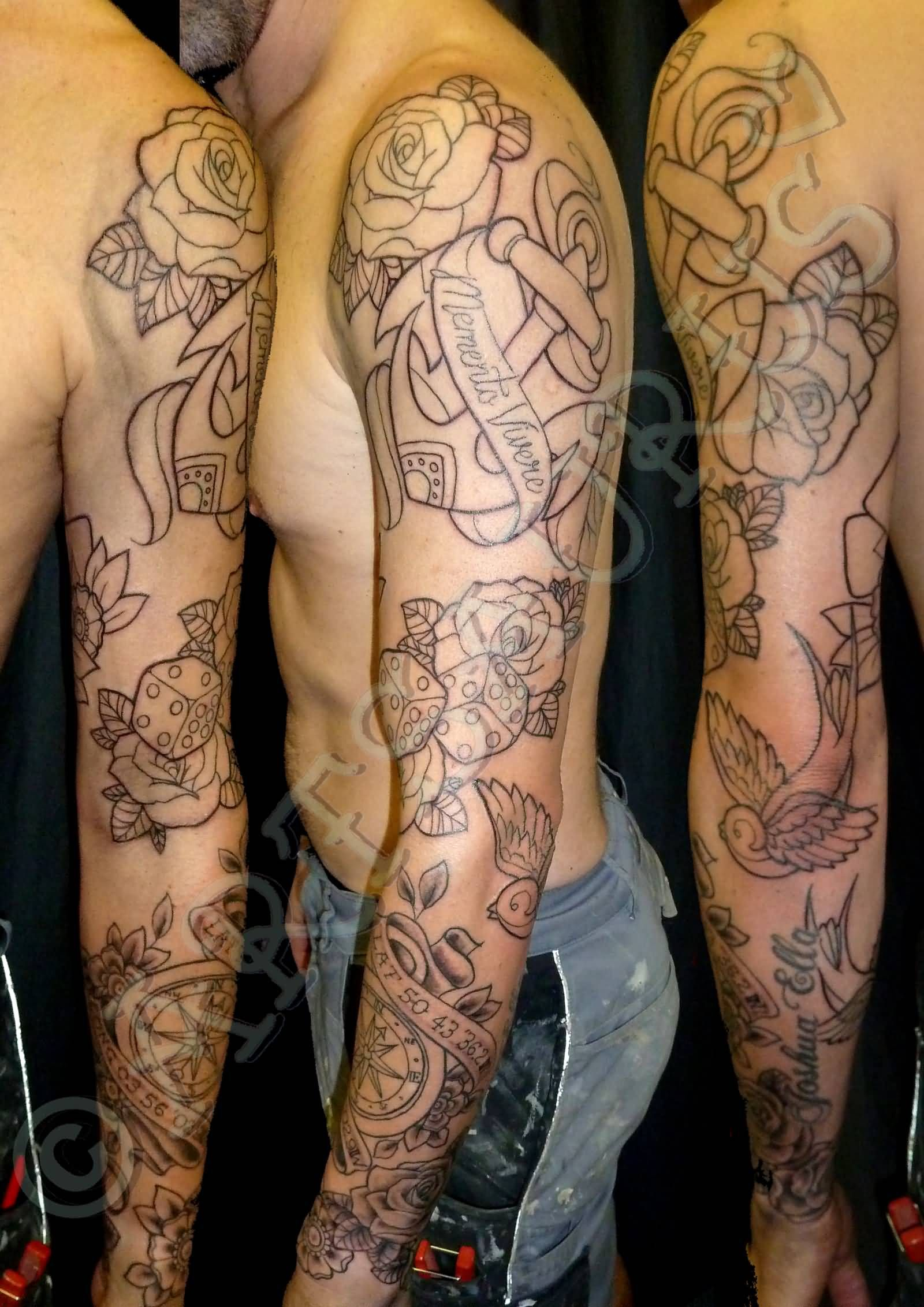 Nice Old School Tattoo On Left Full Sleeve For Men Tattoos intended for sizing 1600 X 2263